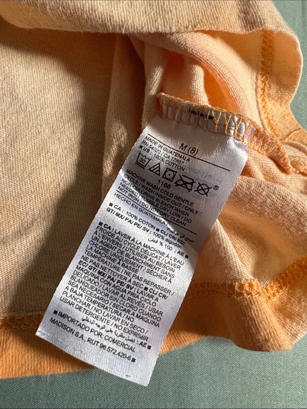 Old Navy Short Sleeve Tie-Dye Tee in Peach and White